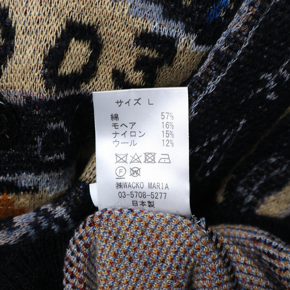 WACKO MARIA(ワコマリア) 22AW ×JEAN MICHEL BASQUIAT CARDIGAN TYPE-2 ジャンミシェル バスキア モヘヤ混 総柄 カーディガン マルチ