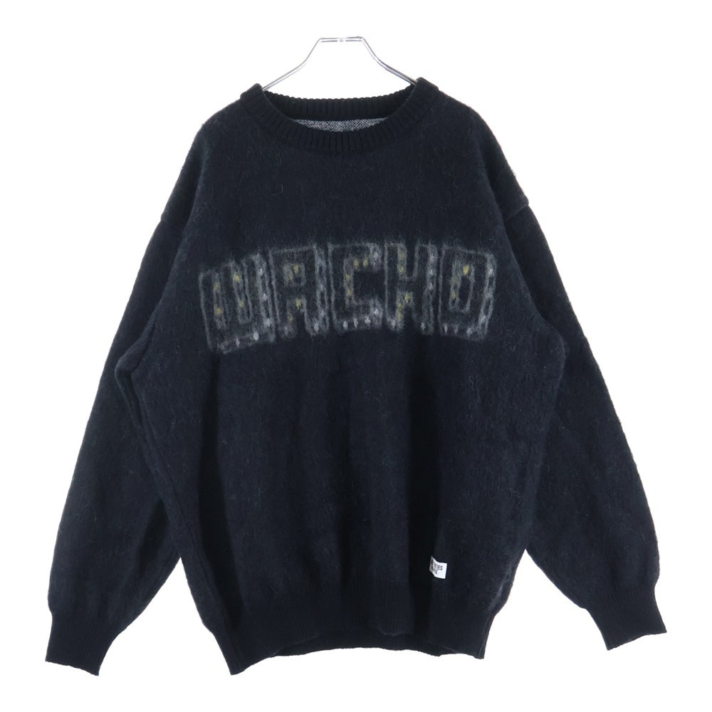 WACKO MARIA(ワコマリア) 23AW LOGO MOHAIR KNIT JACQUARD SWEATER 23FW-WMK-KN16 ロゴ モヘヤ混 クルーネック ニット セーター ブラック