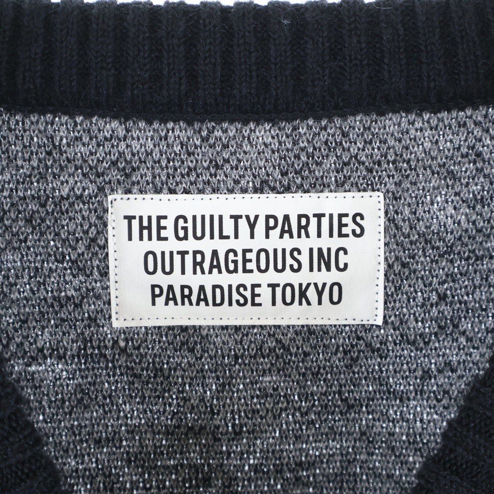 WACKO MARIA(ワコマリア) 23AW LOGO MOHAIR KNIT JACQUARD SWEATER 23FW-WMK-KN16 ロゴ モヘヤ混 クルーネック ニット セーター ブラック