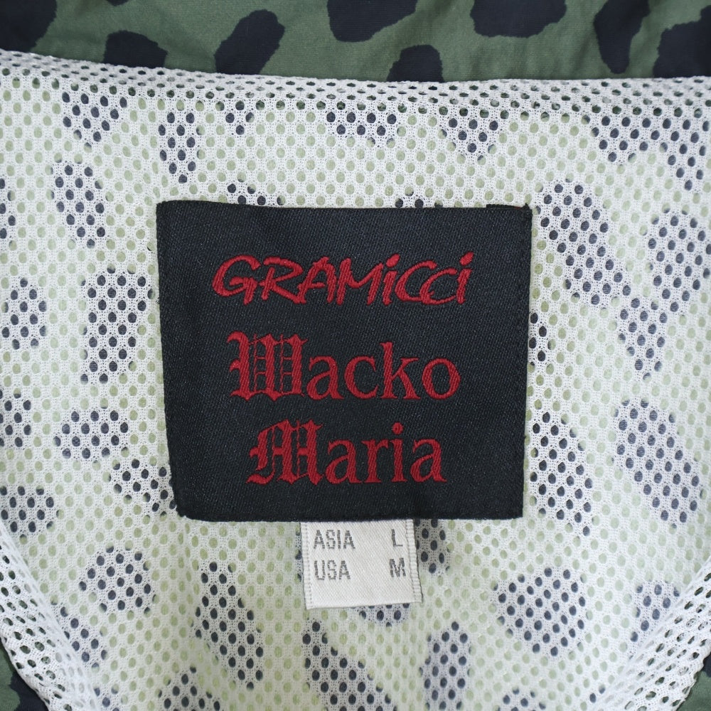 WACKO MARIA(ワコマリア) 23SS ×GRAMICCI グラミチ レオパード ロゴ刺繍 ナイロン トラックジャケット カーキ GMJ3-S3023