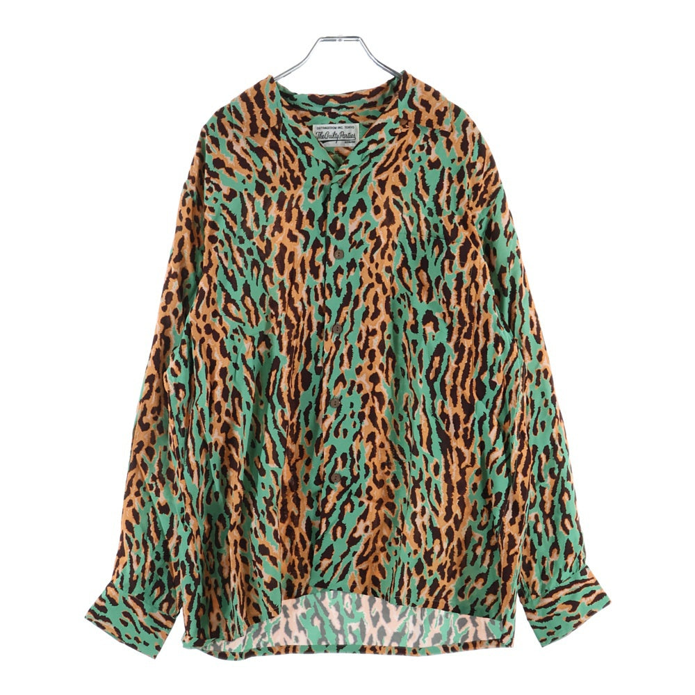 WACKO MARIA(ワコマリア) HAWAIAN SHIRT L/S レオパード レーヨン 長袖シャツ グリーン/ブラウン