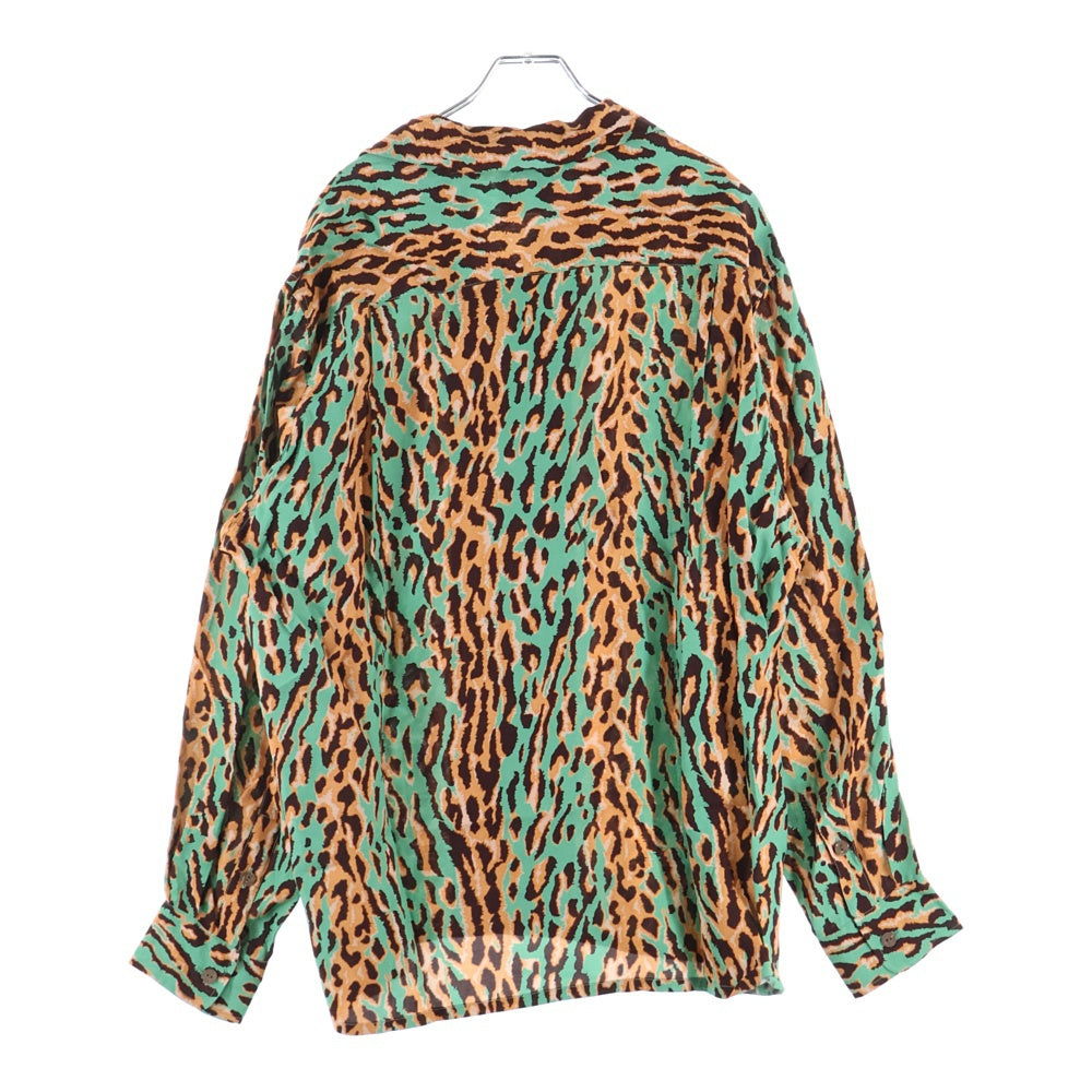 WACKO MARIA(ワコマリア) HAWAIAN SHIRT L/S レオパード レーヨン 長袖シャツ グリーン/ブラウン