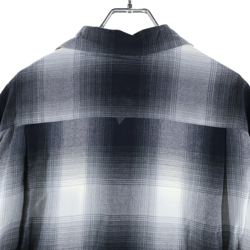 WACKO MARIA(ワコマリア) OMBRE CHECK OPEN COLLAR SHIRT L/S TYPE-1 23FW-WMS-OC01 オンブレチェック レーヨン オープンカラー 長袖シャツ グレー