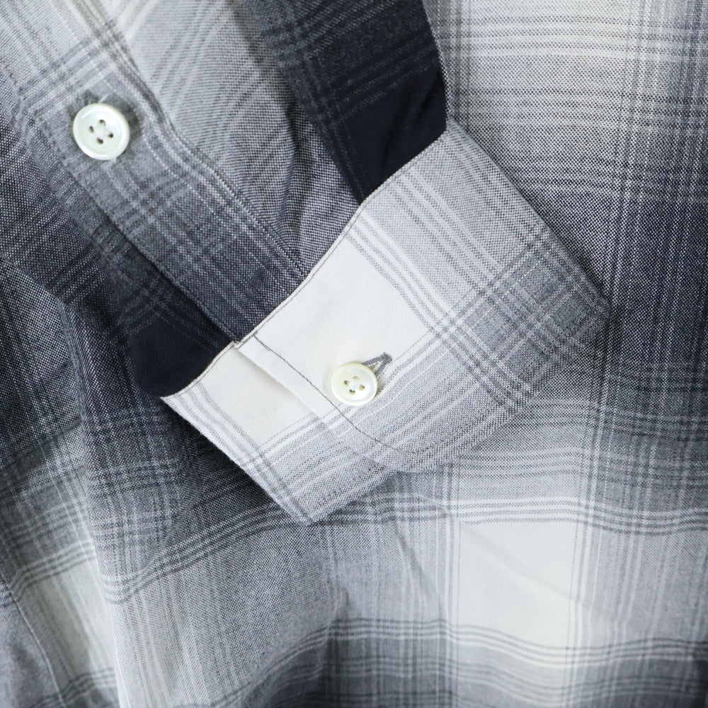 WACKO MARIA(ワコマリア) OMBRE CHECK OPEN COLLAR SHIRT L/S TYPE-1 23FW-WMS-OC01 オンブレチェック レーヨン オープンカラー 長袖シャツ グレー