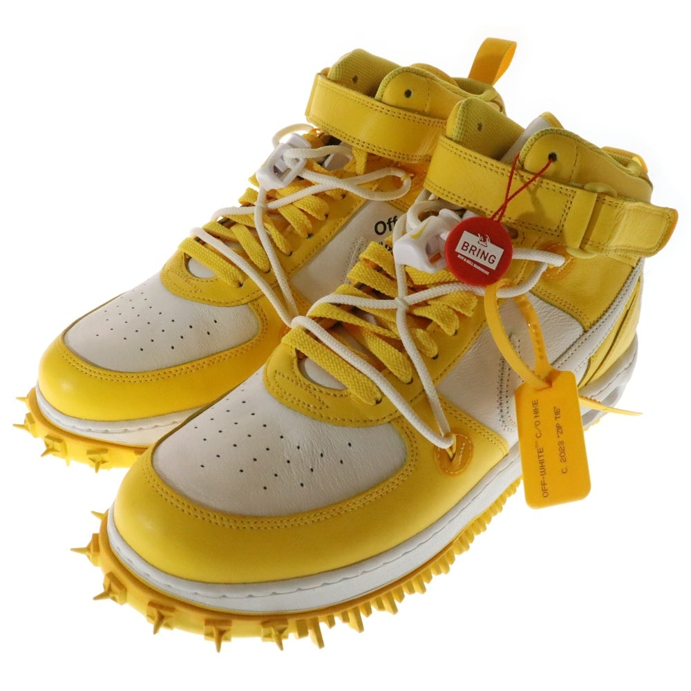 NIKE(ナイキ) ×Off-White AIR FORCE 1 MID SP LTHR White and Varsity Maize DR0500-101 オフホワイト エアフォースワン ミッドカットスニーカー US13/31.0cm