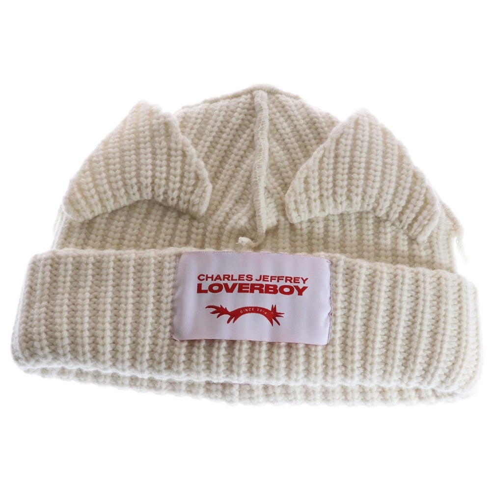 CHARLES JEFFREY LOVERBOY(チャールズジェフリーラバーボーイ) LABEL BEANIE ラベルビーニー ニット帽 ホワイト