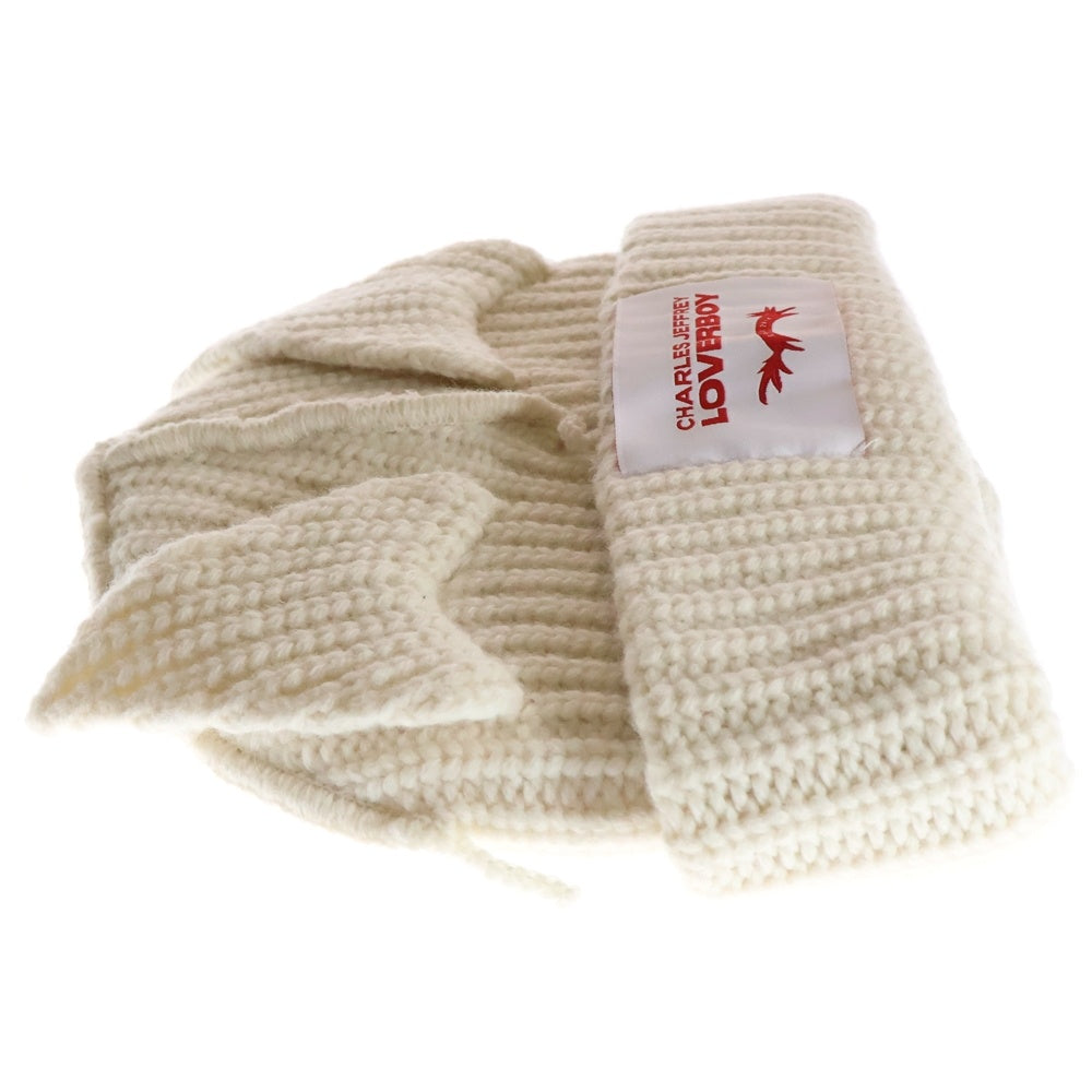 CHARLES JEFFREY LOVERBOY(チャールズジェフリーラバーボーイ) LABEL BEANIE ラベルビーニー ニット帽 ホワイト