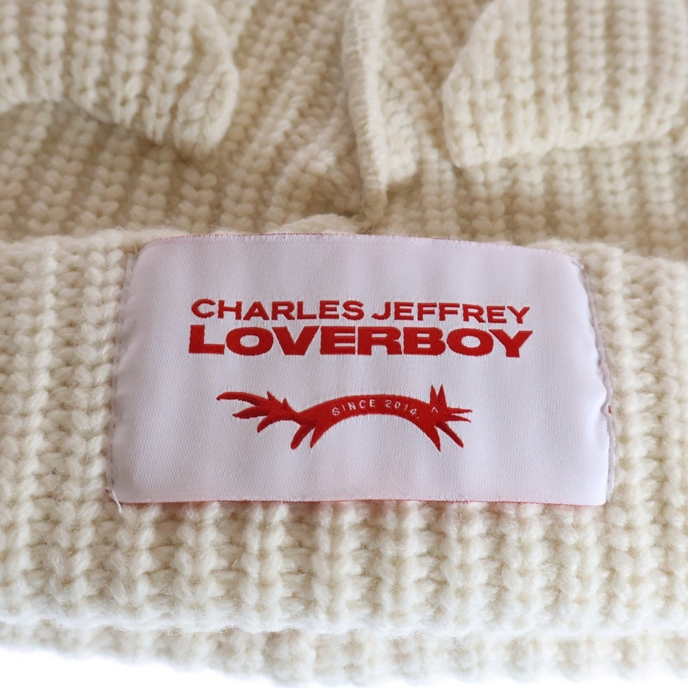 CHARLES JEFFREY LOVERBOY(チャールズジェフリーラバーボーイ) LABEL BEANIE ラベルビーニー ニット帽 ホワイト