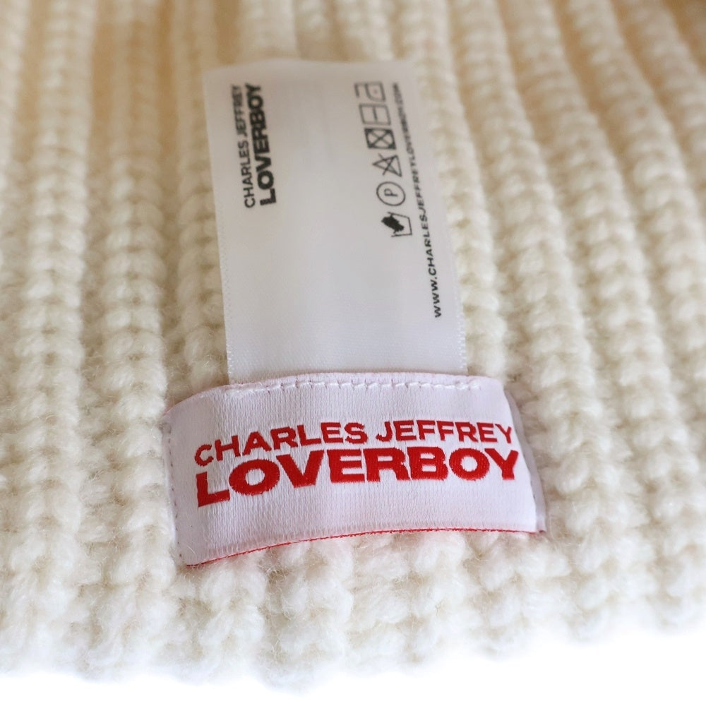 CHARLES JEFFREY LOVERBOY(チャールズジェフリーラバーボーイ) LABEL BEANIE ラベルビーニー ニット帽 ホワイト