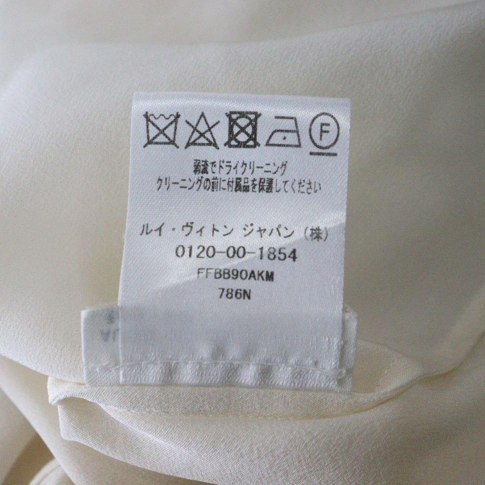LOUIS VUITTON(ルイヴィトン) 襟元ビジュー装飾シルク長袖シャツ FFBB90AKM レディース ホワイト