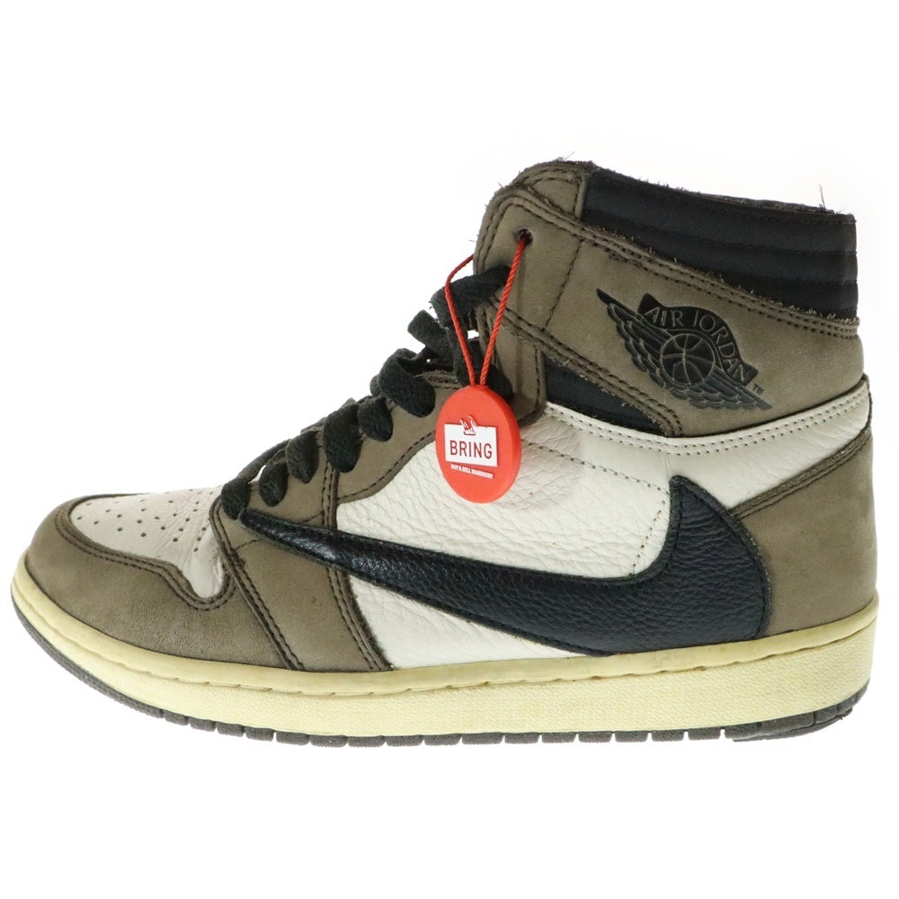 NIKE(ナイキ) ×TRAVIS SCOTT AIR JORDAN 1 RETRO HIGH OG TS SP CD4487-100 トラヴィススコット エアジョーダン1 ハイカットスニーカー ブラウン/ホワイト US9/27.0cm