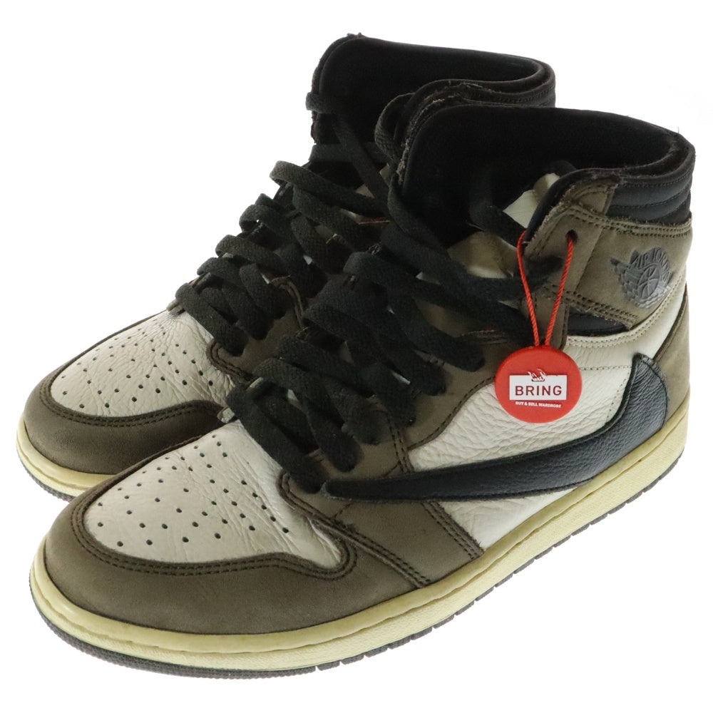 NIKE(ナイキ) ×TRAVIS SCOTT AIR JORDAN 1 RETRO HIGH OG TS SP CD4487-100 トラヴィススコット エアジョーダン1 ハイカットスニーカー ブラウン/ホワイト US9/27.0cm