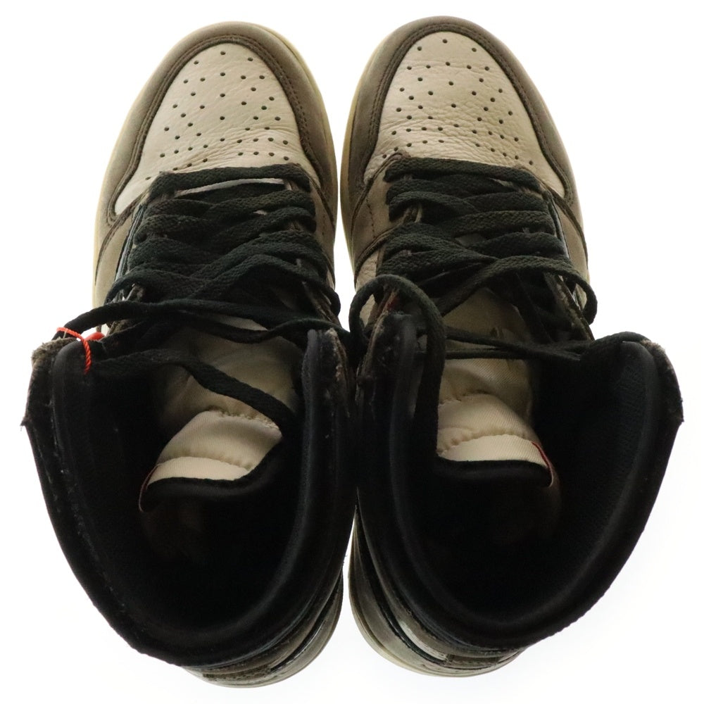 NIKE(ナイキ) ×TRAVIS SCOTT AIR JORDAN 1 RETRO HIGH OG TS SP CD4487-100 トラヴィススコット エアジョーダン1 ハイカットスニーカー ブラウン/ホワイト US9/27.0cm