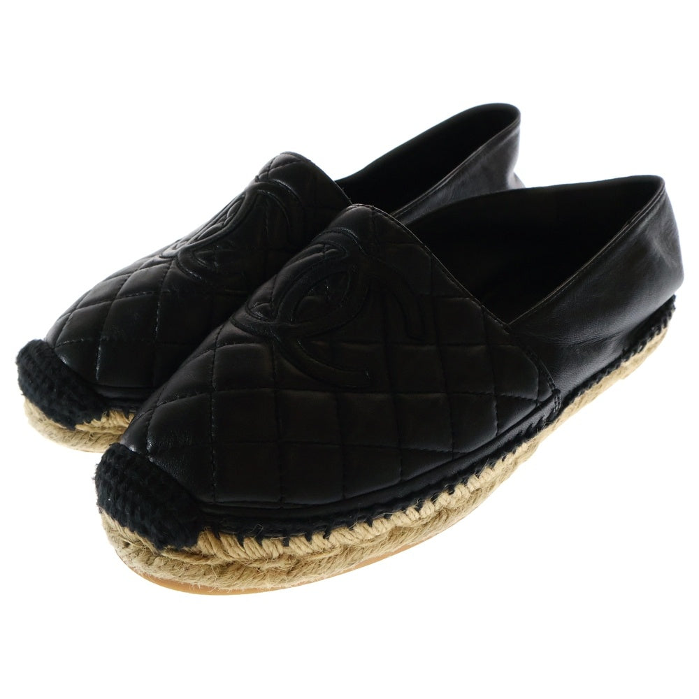 CHANEL(シャネル) ココマーク マトラッセ エスパドリーユ フラットシューズ ブラック レディース