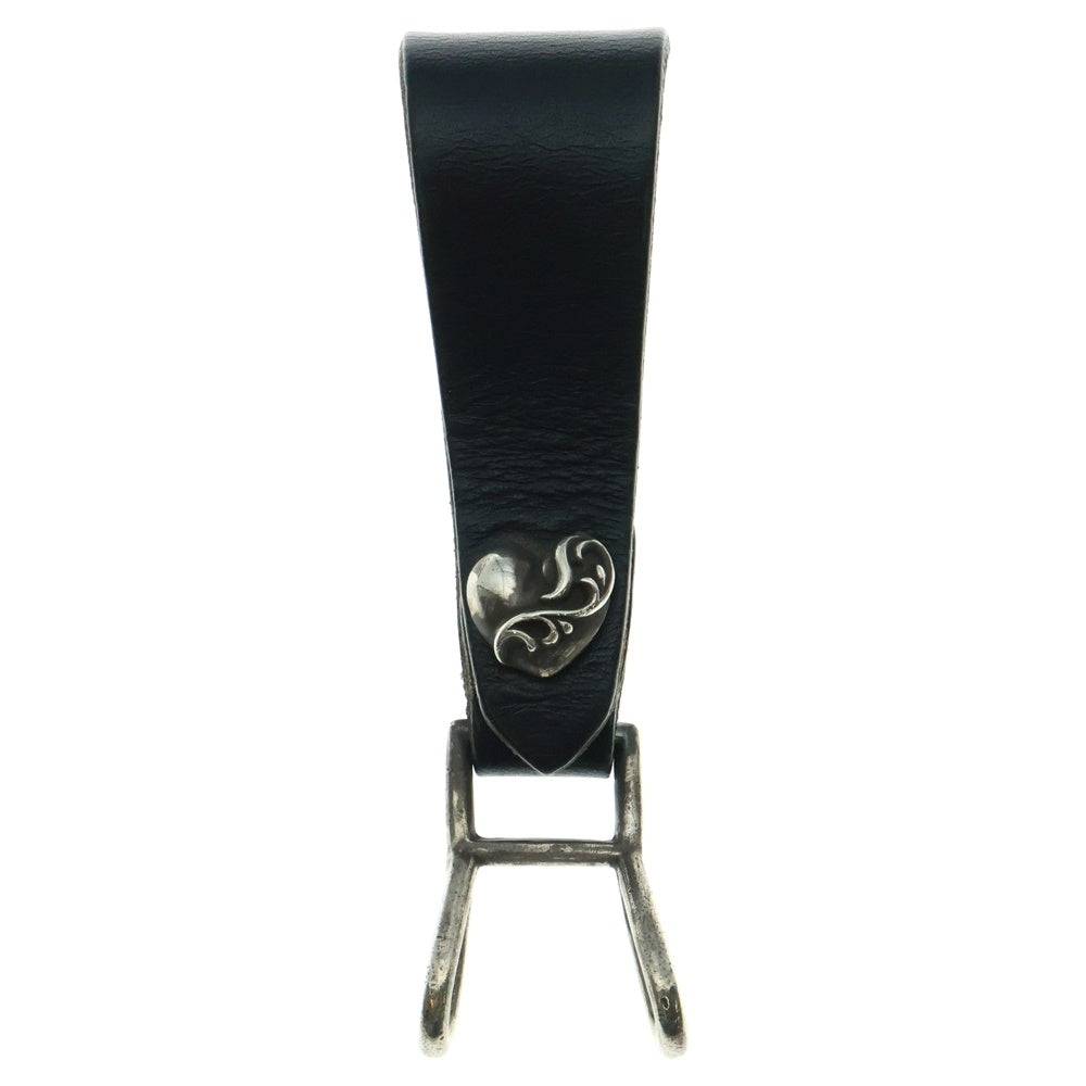 CHROME HEARTS(クロムハーツ) BELT LOOP ハートボールボタンレザーベルトループ シルバー/ブラック