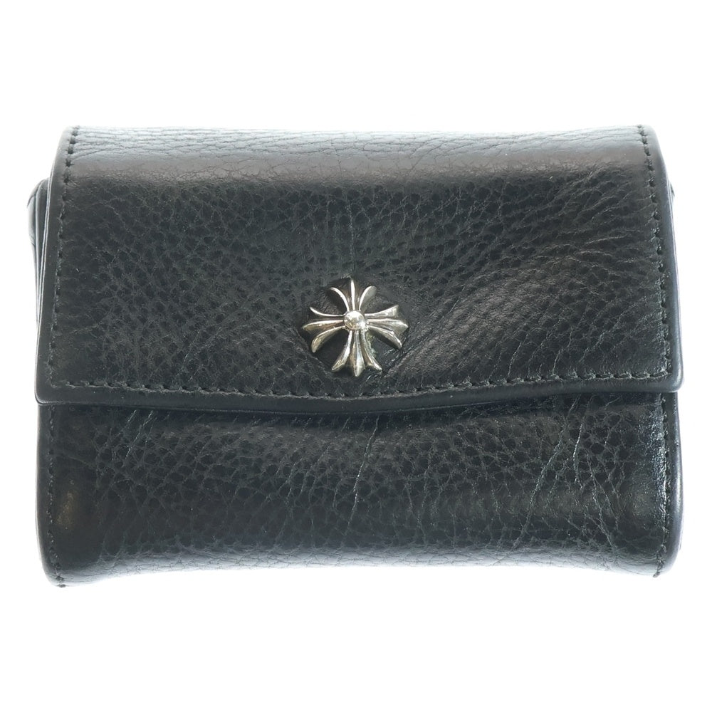 CHROME HEARTS(クロムハーツ) TINY WALLET タイニーレザーウォレット CHプラスボタン 財布 ブラック BCA372