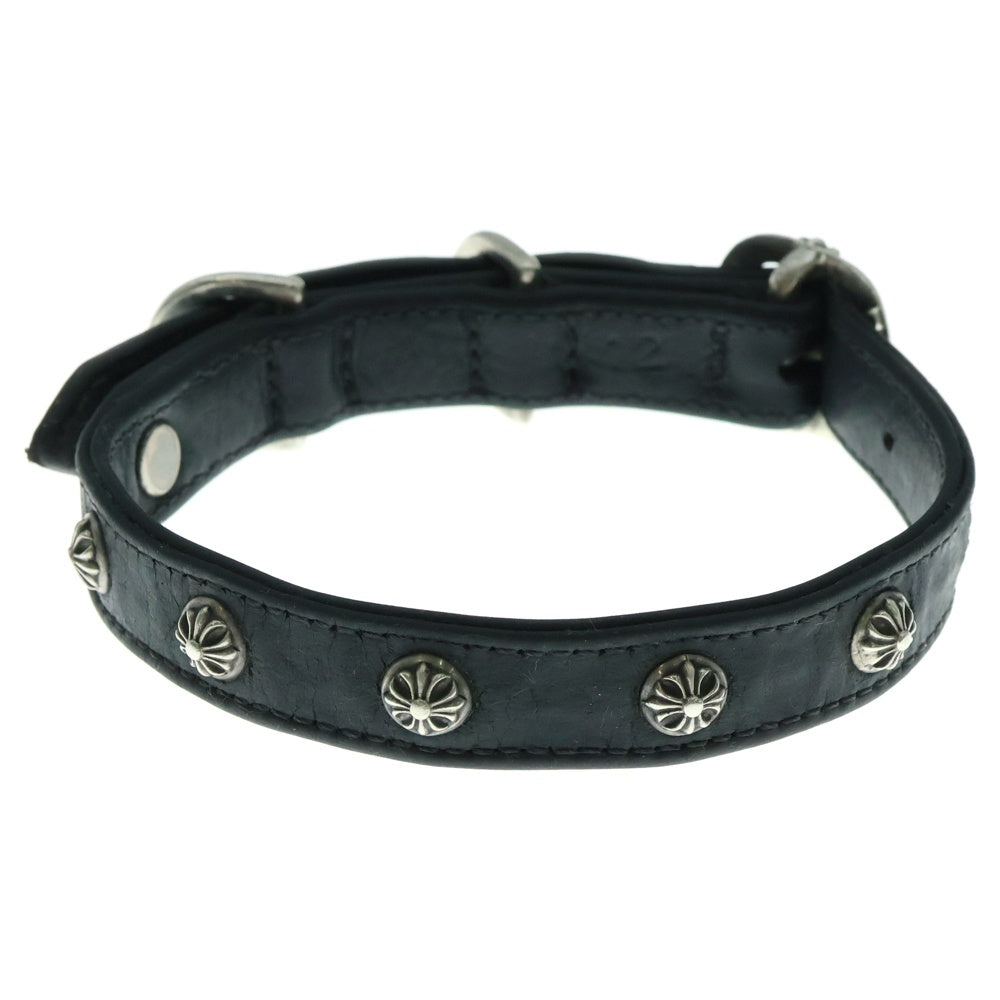 CHROME HEARTS(クロムハーツ) ガンスリンガー レザー ドッグカラー 首輪 ブラック/シルバー