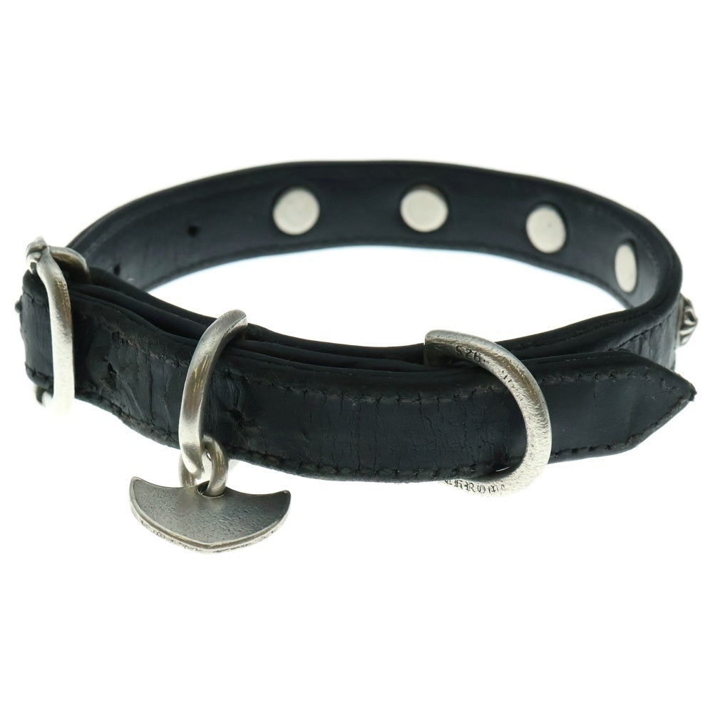 CHROME HEARTS(クロムハーツ) ガンスリンガー レザー ドッグカラー 首輪 ブラック/シルバー