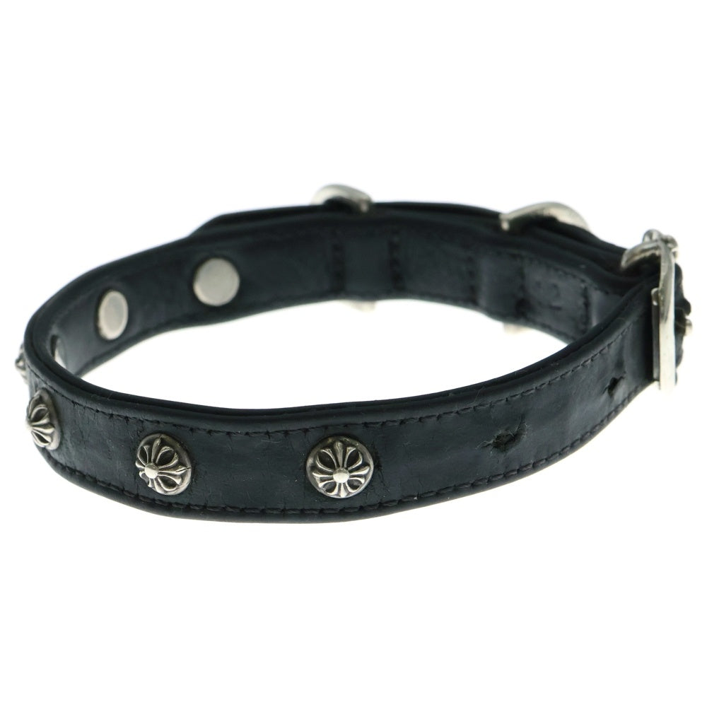 CHROME HEARTS(クロムハーツ) ガンスリンガー レザー ドッグカラー 首輪 ブラック/シルバー