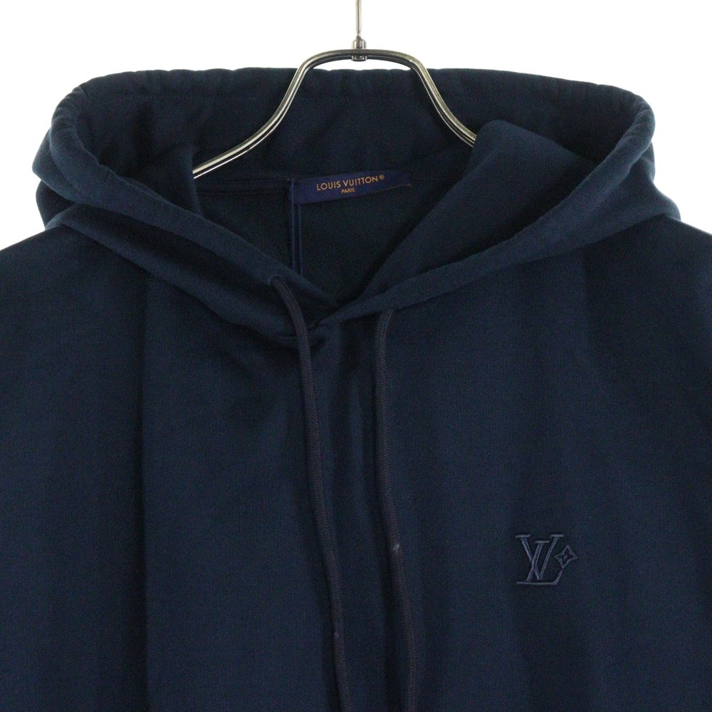 LOUIS VUITTON(ルイヴィトン) 25AW LVロゴ刺繍 シルクブレンドシグネチャーフーディ スウェットパーカー RM252MQ UQQ HTY49W ネイビー