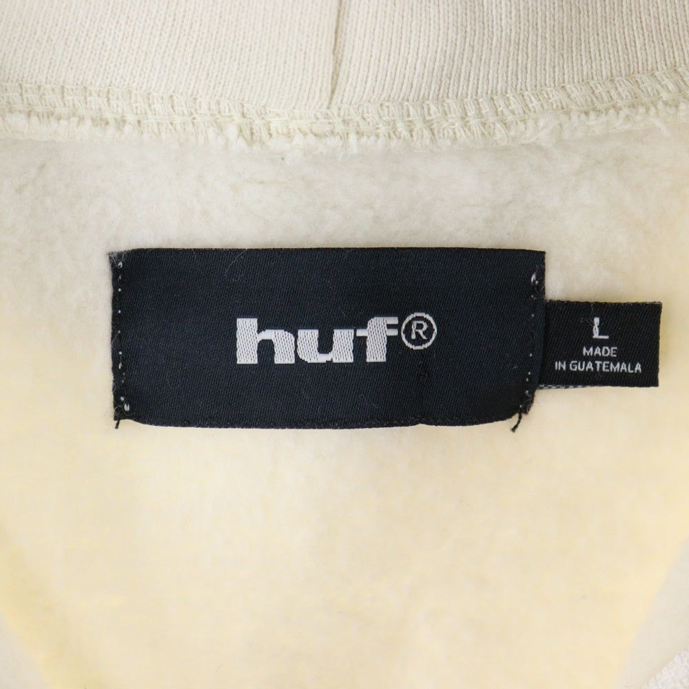 HUF(ハフ) スモールロゴ スウェット ジップパーカー ホワイト RN-114910