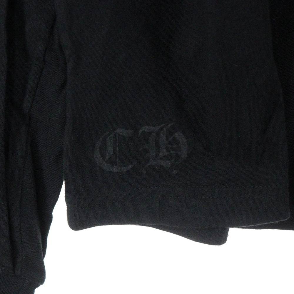 CHROME HEARTS(クロムハーツ) FLRL CRS HORSESHOE L/S バックホースシュー 袖フローラル ロングスリーブカットソー 長袖Tシャツ ロンT ブラック