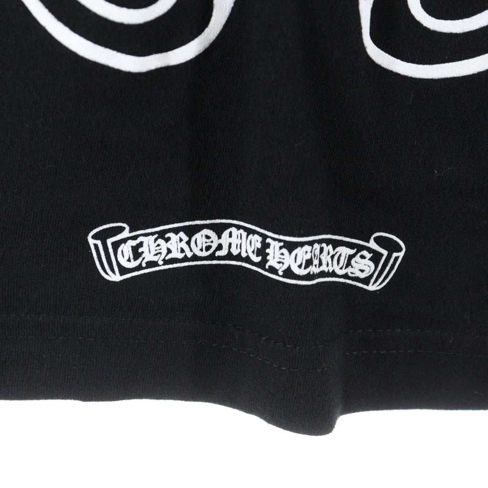 CHROME HEARTS(クロムハーツ) FLRL CRS HORSESHOE L/S バックホースシュー 袖フローラル ロングスリーブカットソー 長袖Tシャツ ロンT ブラック
