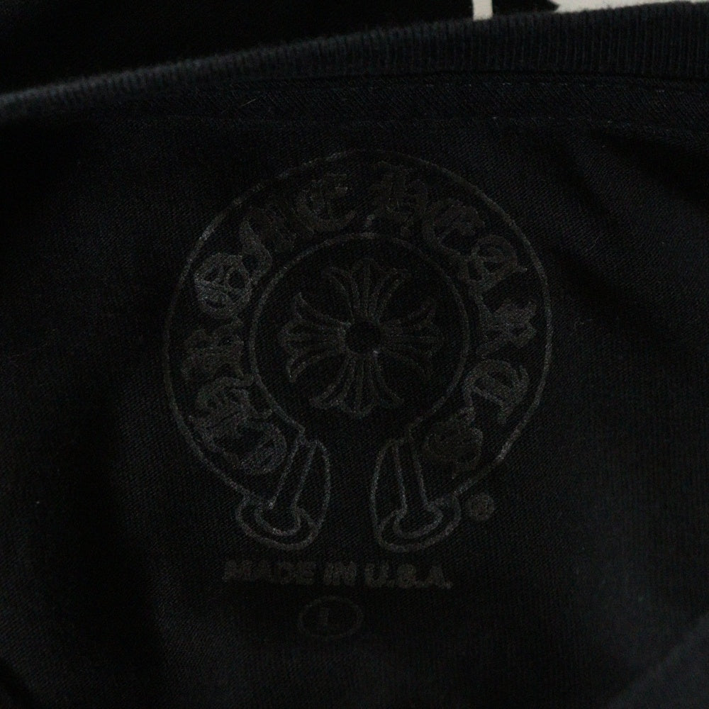 CHROME HEARTS(クロムハーツ) FLRL CRS HORSESHOE L/S バックホースシュー 袖フローラル ロングスリーブカットソー 長袖Tシャツ ロンT ブラック