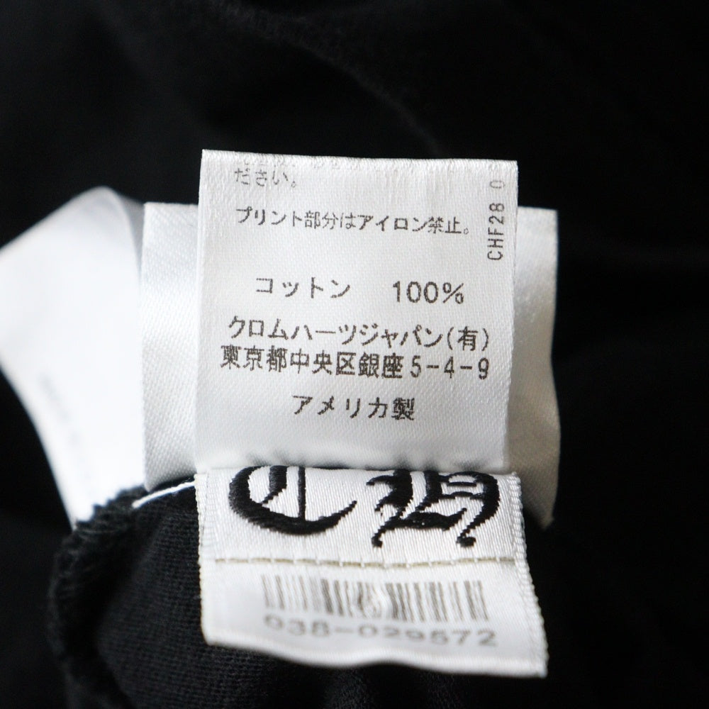 CHROME HEARTS(クロムハーツ) FLRL CRS HORSESHOE L/S バックホースシュー 袖フローラル ロングスリーブカットソー 長袖Tシャツ ロンT ブラック