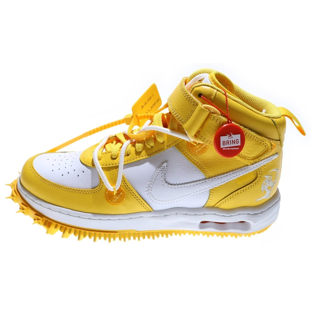 NIKE(ナイキ) ×OFF-WHITE AIR FORCE 1 MID SP LTHR DR0500-101 オフホワイト エア フォース 1 ミッドカットスニーカー ホワイト/イエロー US8/26.0cm