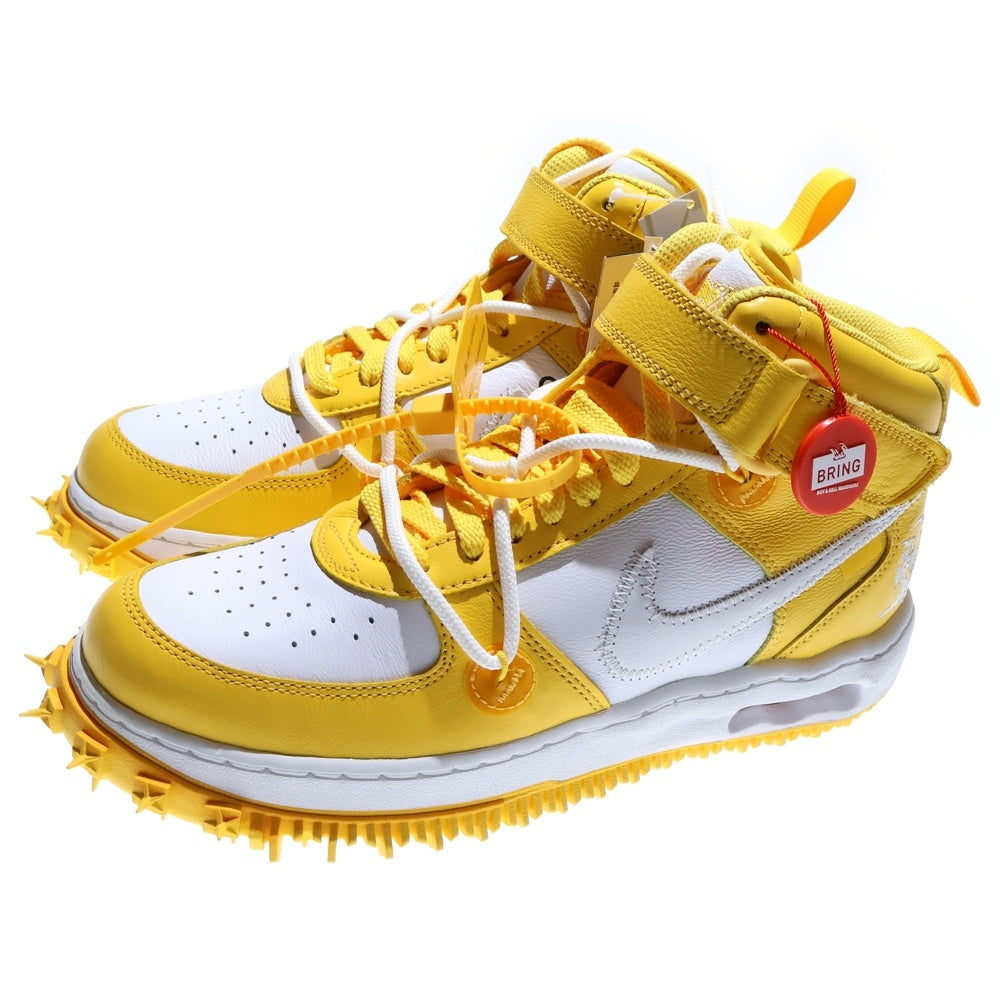 NIKE(ナイキ) ×OFF-WHITE AIR FORCE 1 MID SP LTHR DR0500-101 オフホワイト エア フォース 1 ミッドカットスニーカー ホワイト/イエロー US8/26.0cm