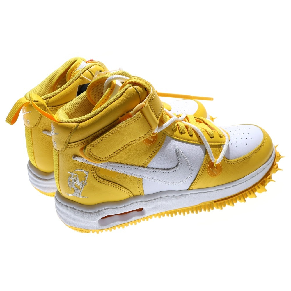 NIKE(ナイキ) ×OFF-WHITE AIR FORCE 1 MID SP LTHR DR0500-101 オフホワイト エア フォース 1 ミッドカットスニーカー ホワイト/イエロー US8/26.0cm