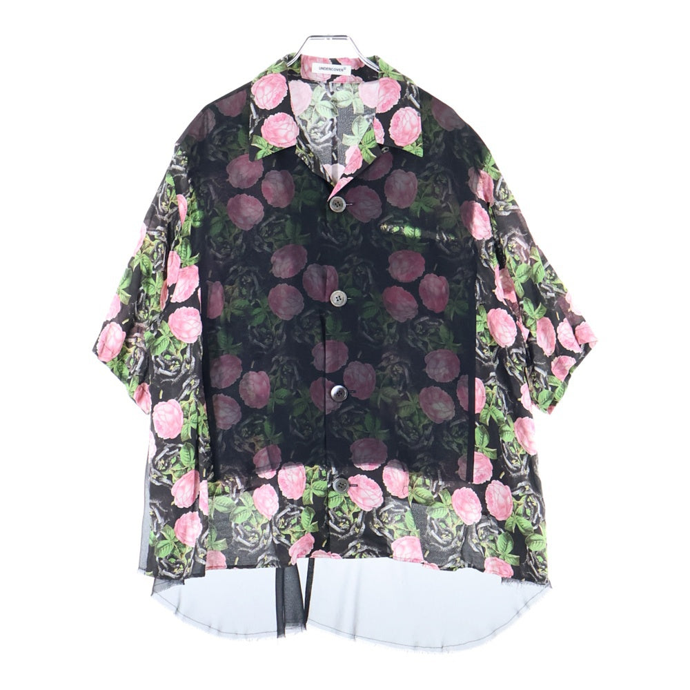 UNDERCOVER(アンダーカバー) レーヨン 花柄 レイヤード半袖シャツ ブラック レディース UP1D1403-1