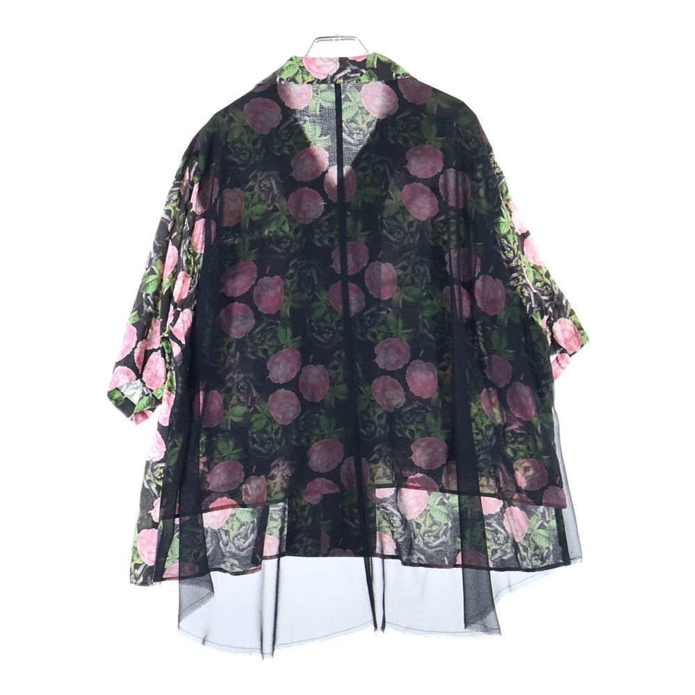 UNDERCOVER(アンダーカバー) レーヨン 花柄 レイヤード半袖シャツ ブラック レディース UP1D1403-1