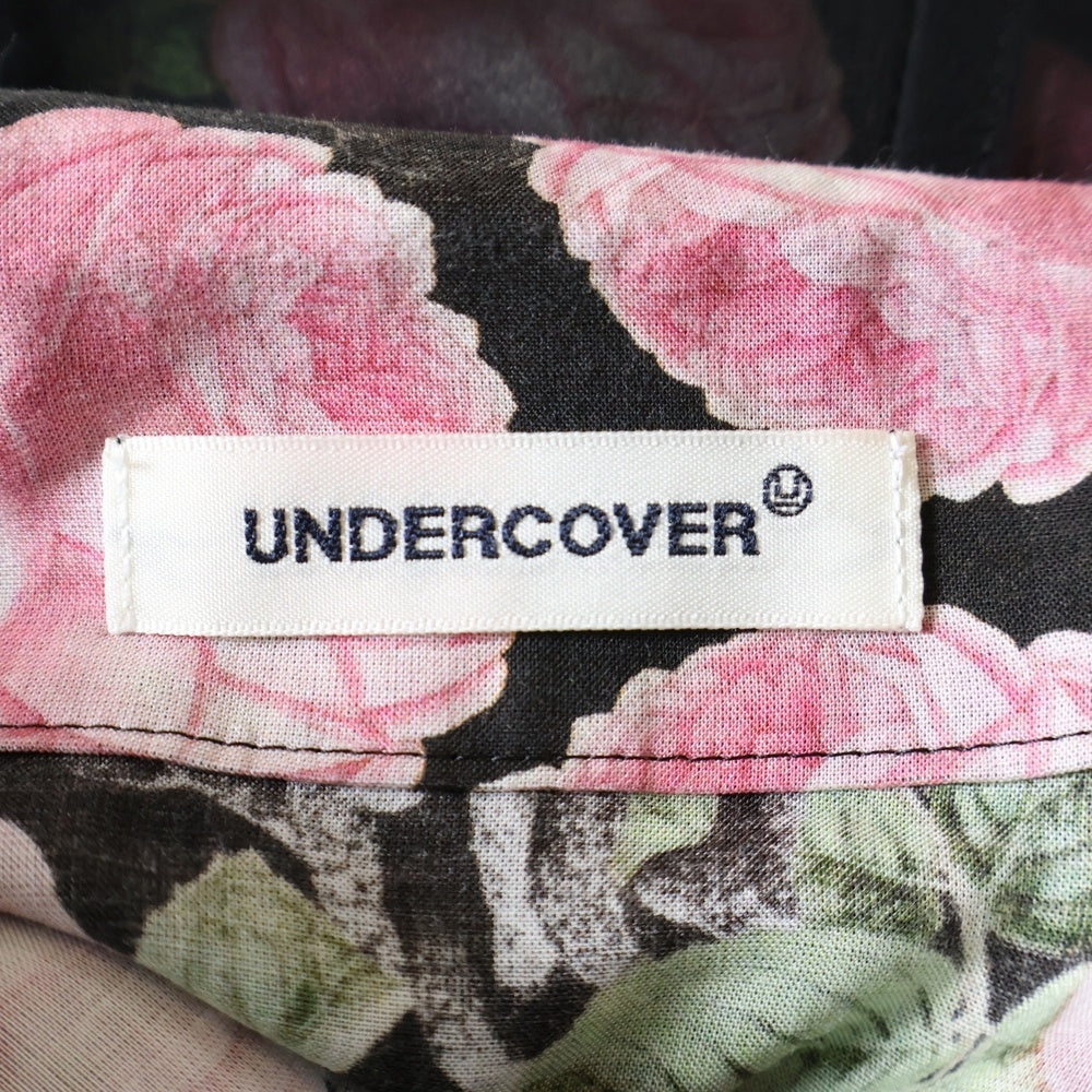 UNDERCOVER(アンダーカバー) レーヨン 花柄 レイヤード半袖シャツ ブラック レディース UP1D1403-1