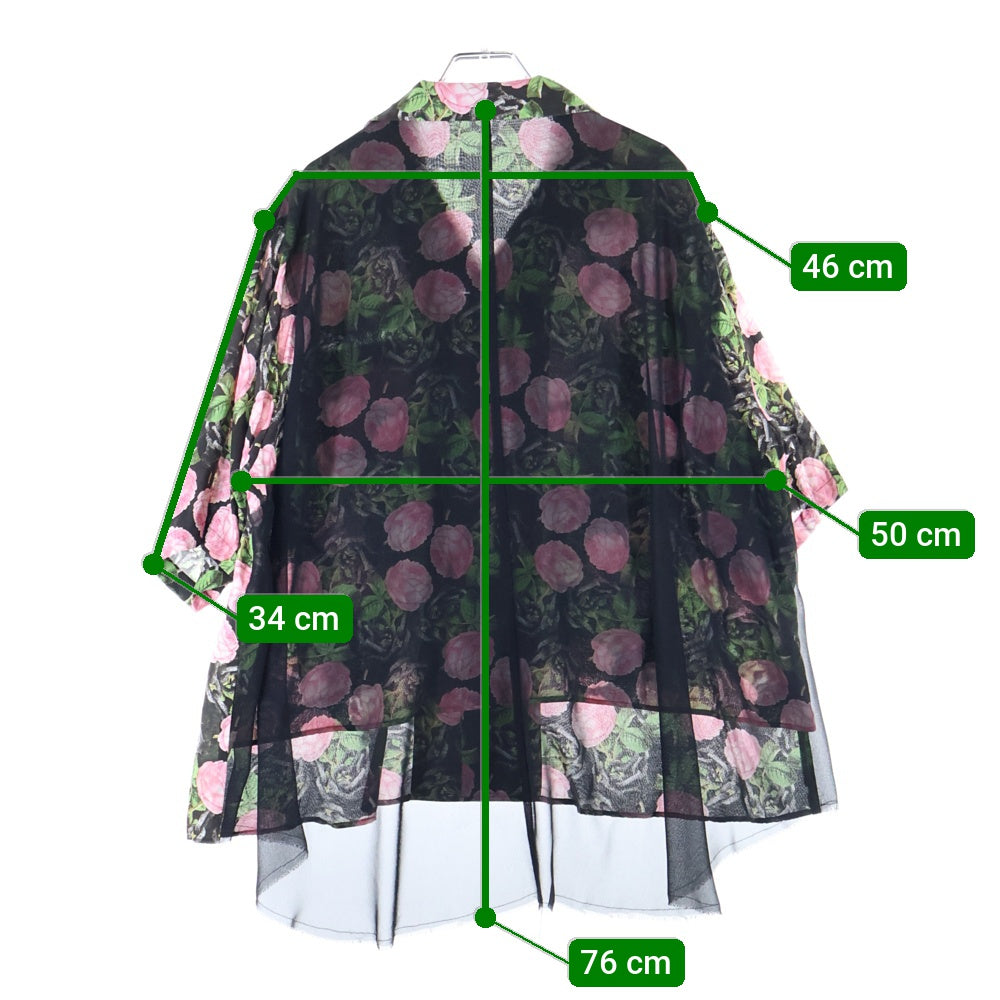 UNDERCOVER(アンダーカバー) レーヨン 花柄 レイヤード半袖シャツ ブラック レディース UP1D1403-1