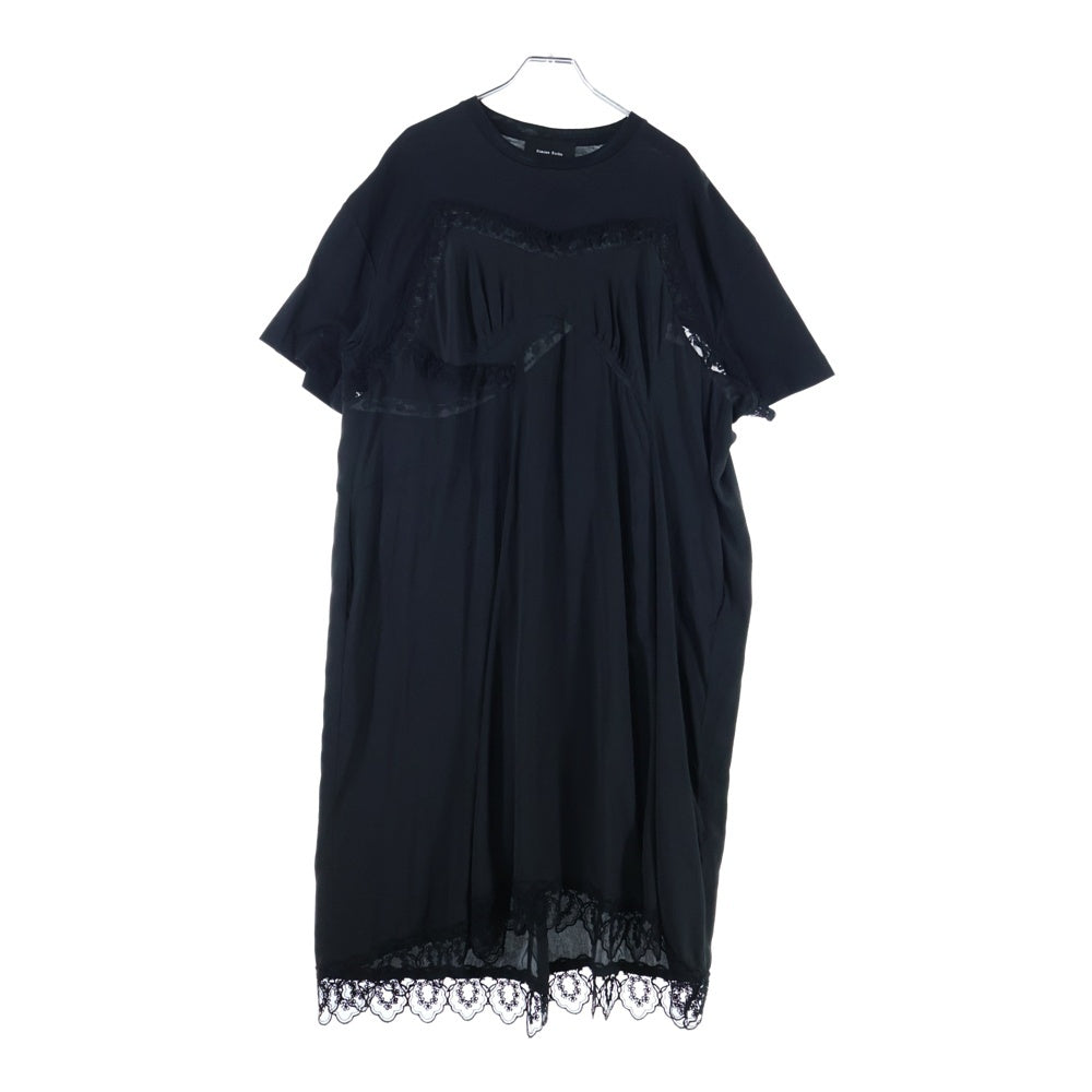 Simone Rocha(シモーネロシャ) レース装飾 半袖 クルーネック ワンピース ブラック レディース