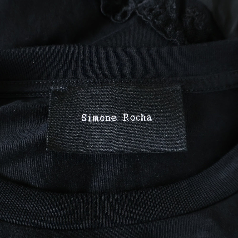 Simone Rocha(シモーネロシャ) レース装飾 半袖 クルーネック ワンピース ブラック レディース