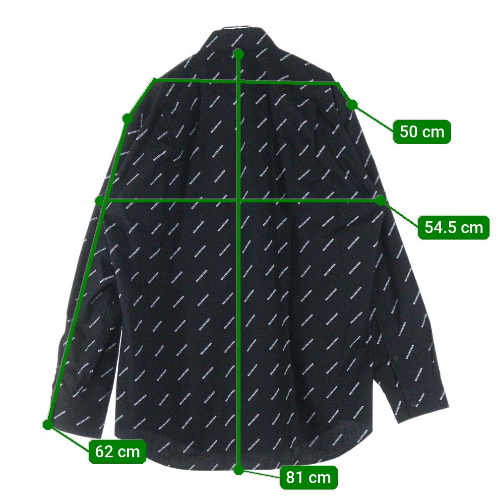 BALENCIAGA(バレンシアガ) ロゴ総柄 長袖シャツ ブラック 534333 TBL96