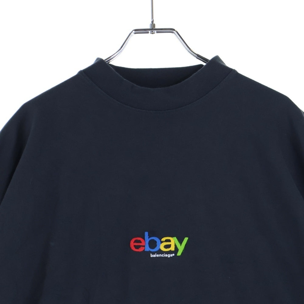 BALENCIAGA(バレンシアガ) ebay ロゴ刺繍 クルーネック 半袖Tシャツ カットソー ブラック 787349 TRVE8