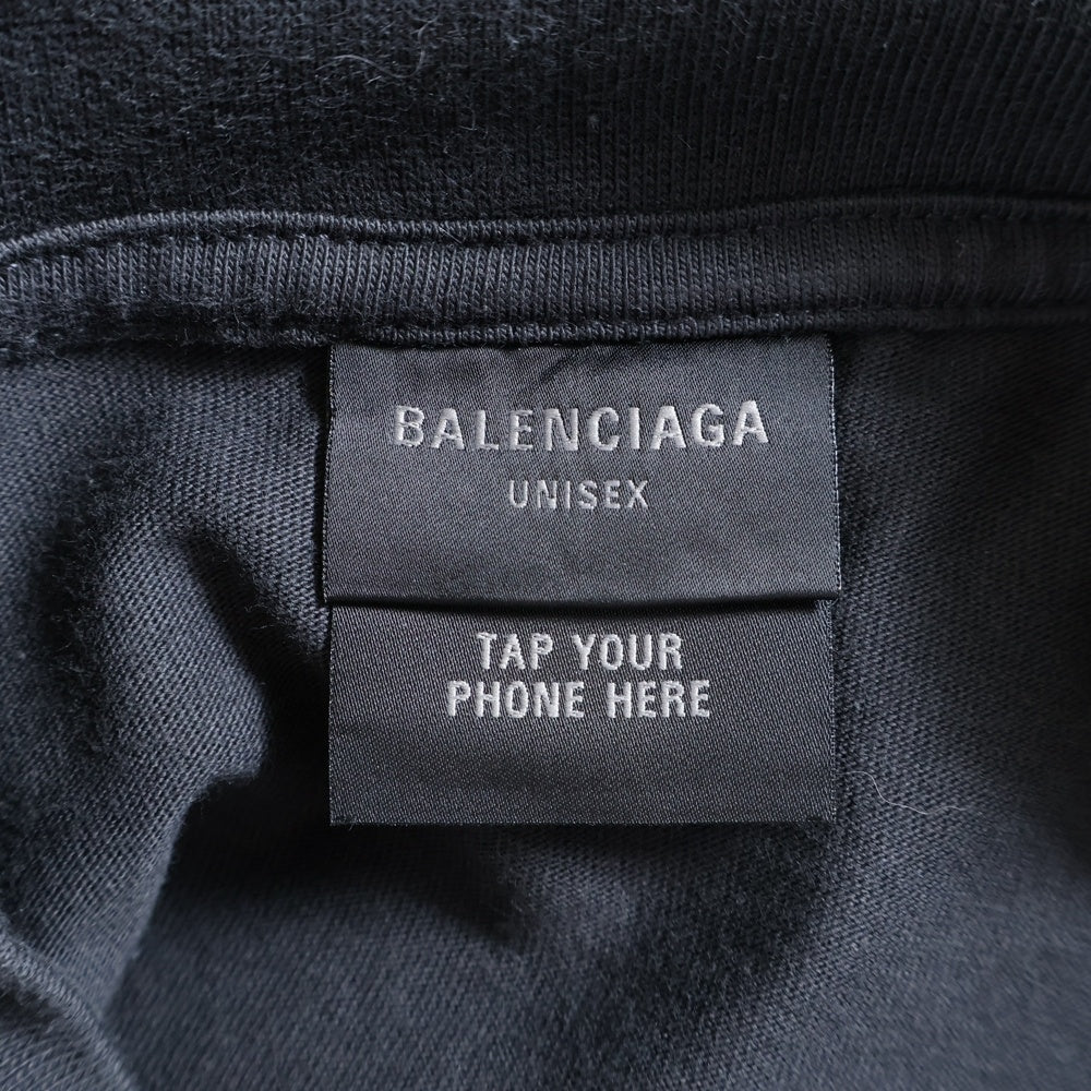 BALENCIAGA(バレンシアガ) ebay ロゴ刺繍 クルーネック 半袖Tシャツ カットソー ブラック 787349 TRVE8