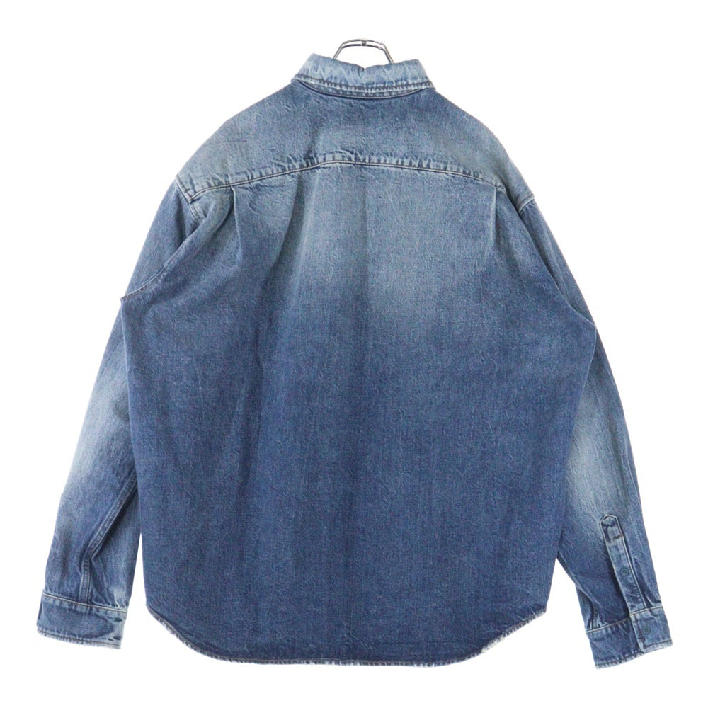 BALENCIAGA(バレンシアガ) 22SS ダメージ加工BBロゴ刺繍オーバーサイズデニム長袖シャツ ジャケット インディゴ 678363 TBP48