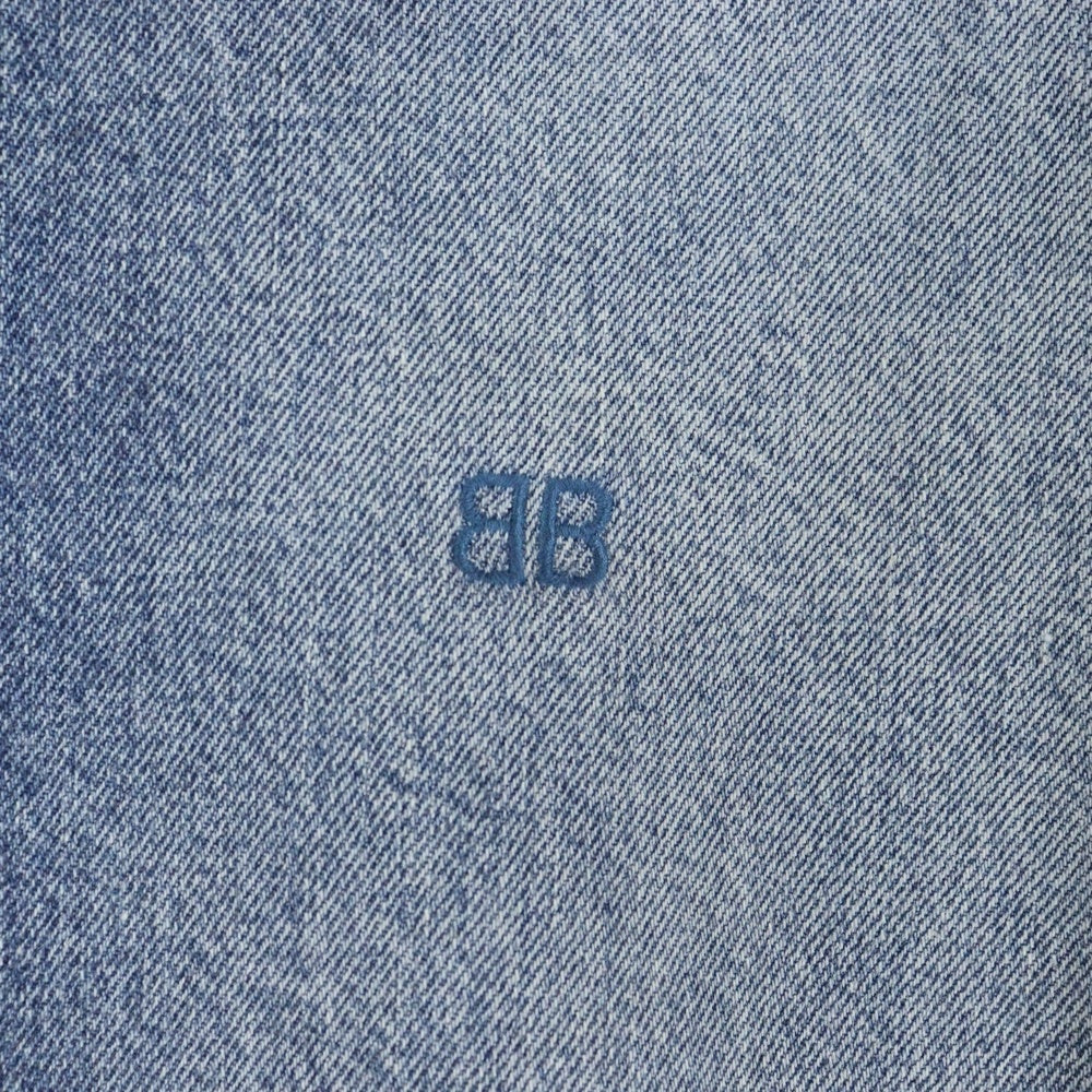 BALENCIAGA(バレンシアガ) 22SS ダメージ加工BBロゴ刺繍オーバーサイズデニム長袖シャツ ジャケット インディゴ 678363 TBP48