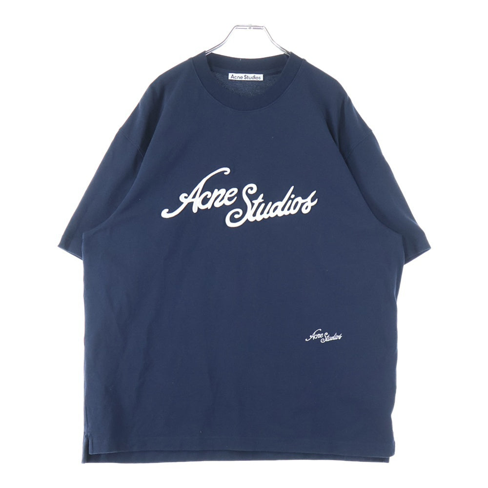 Acne Studios(アクネ ストゥディオズ) 25SS ロゴ刺繍 クルーネック 半袖Tシャツ カットソー ネイビー FN-UX-TSHI000121