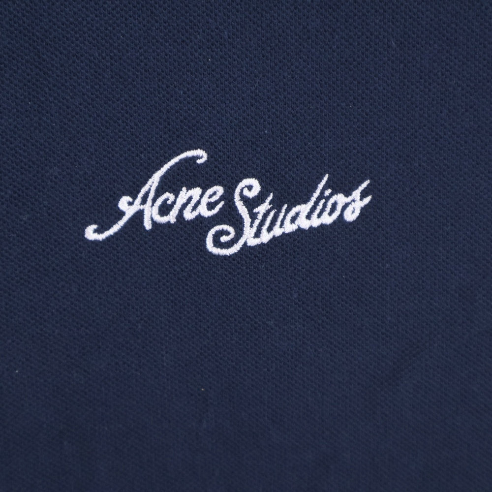 Acne Studios(アクネ ストゥディオズ) 25SS ロゴ刺繍 クルーネック 半袖Tシャツ カットソー ネイビー FN-UX-TSHI000121