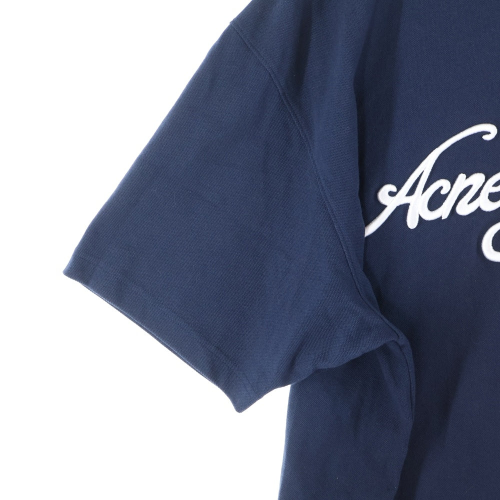 Acne Studios(アクネ ストゥディオズ) 25SS ロゴ刺繍 クルーネック 半袖Tシャツ カットソー ネイビー FN-UX-TSHI000121