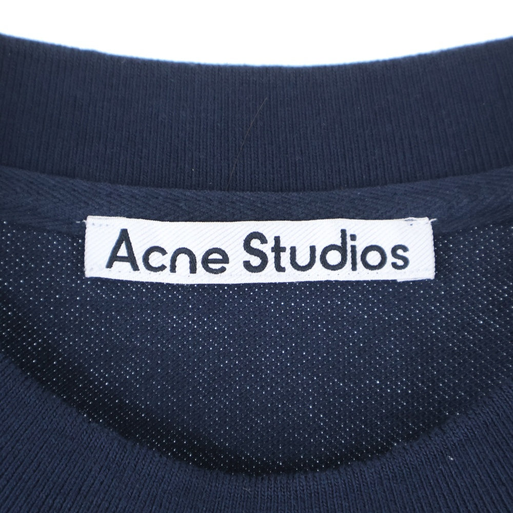 Acne Studios(アクネ ストゥディオズ) 25SS ロゴ刺繍 クルーネック 半袖Tシャツ カットソー ネイビー FN-UX-TSHI000121