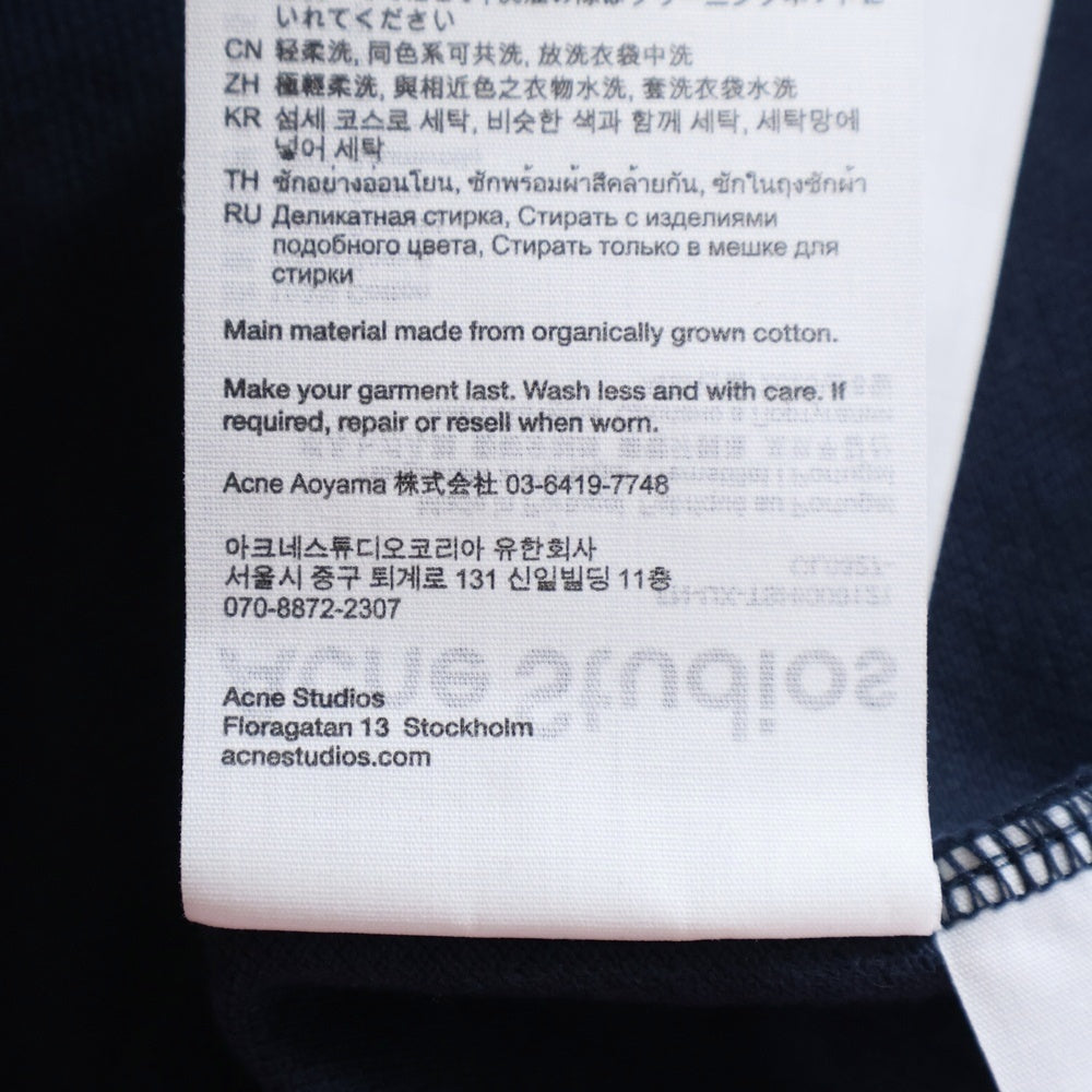 Acne Studios(アクネ ストゥディオズ) 25SS ロゴ刺繍 クルーネック 半袖Tシャツ カットソー ネイビー FN-UX-TSHI000121