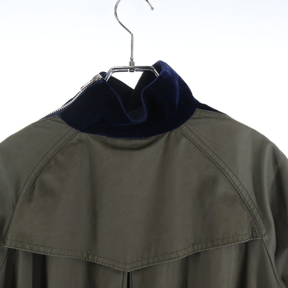 Sacai(サカイ) ベロア 切替 トレンチコート ネイビー/カーキ 13-01880