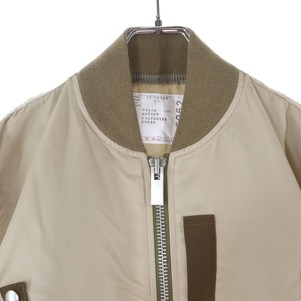 Sacai(サカイ) Nylon Twill Blouson Bomber Jacket 22-06062 ナイロンツイル ボンバージャケット ブルゾン ベージュ レディース